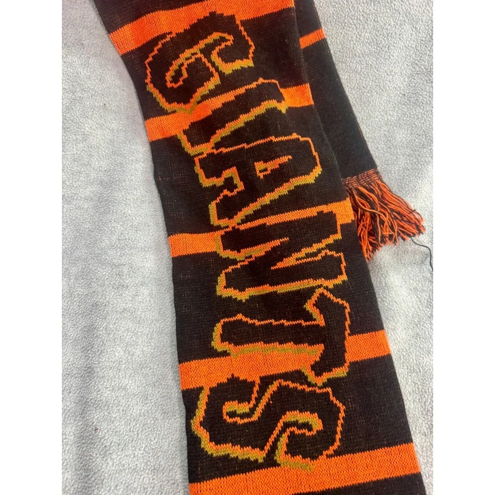 San Francisco Giants MLB Knit Scarf Black Orange SF Logo Striped Fringe Fan Gear